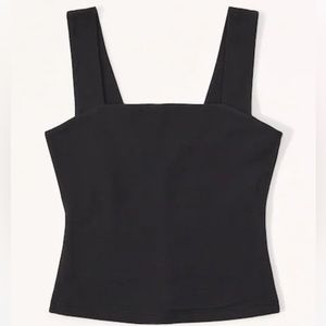 Abercrombie & Fitch Black Double-Layered Seamless Fabric Squareneck Tank